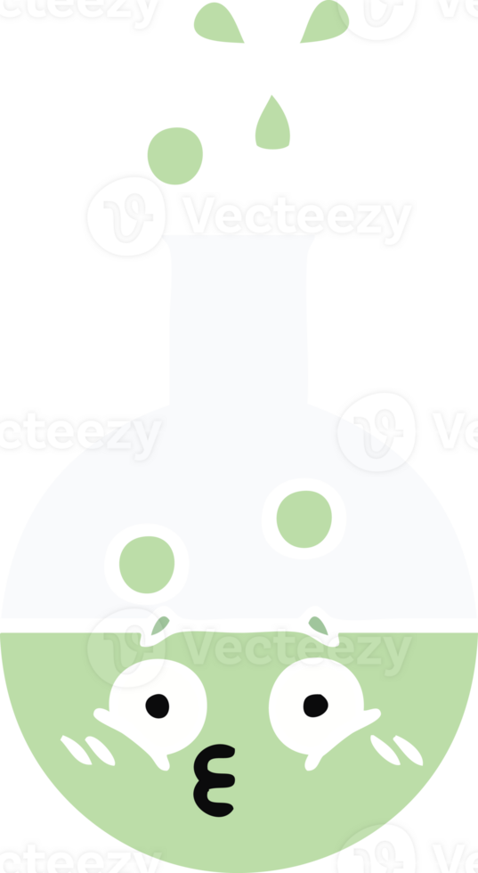 flat color retro cartoon test tube png