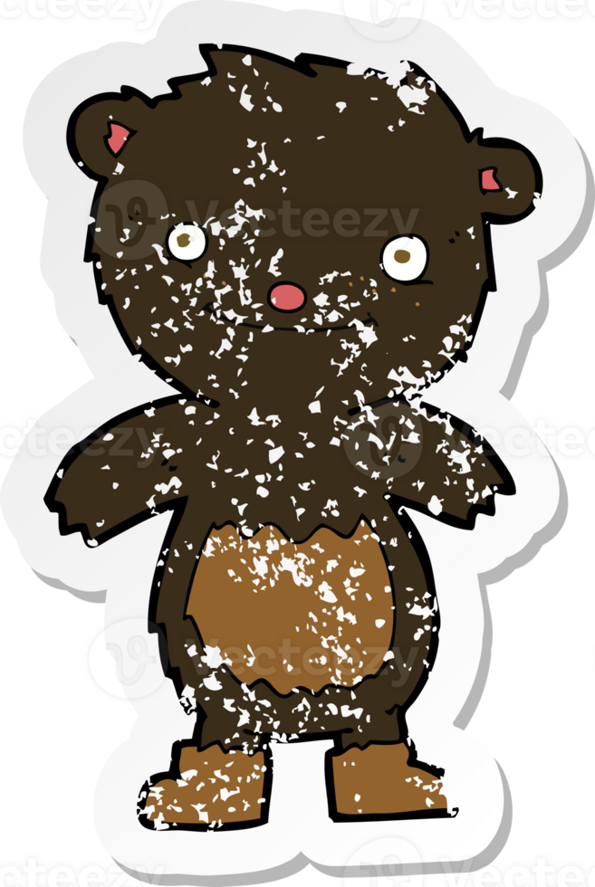 retro distressed sticker of a cartoon teddy black bear wearing boots png