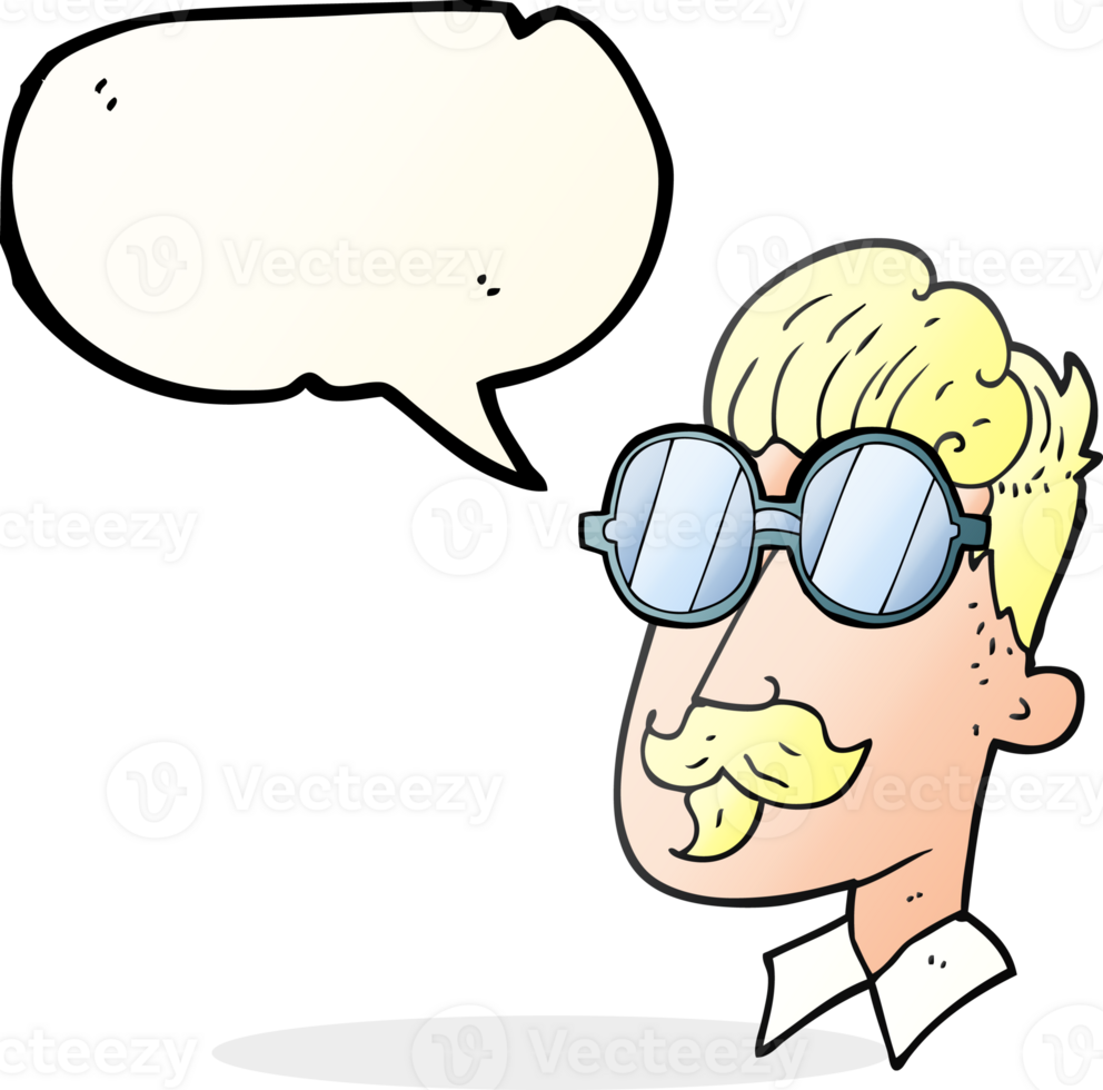 speech bubble cartoon man with mustache and spectacles png