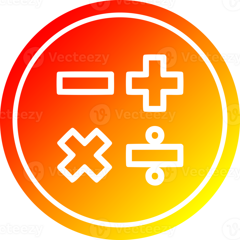 math symbols circular in hot gradient spectrum png