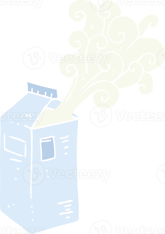 flat color illustration of a cartoon milk carton exploding png