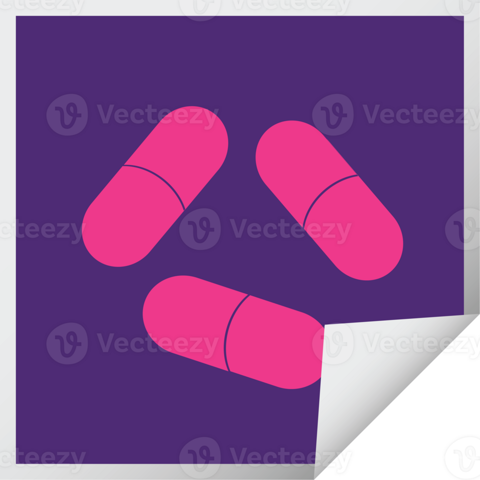 pills square peeling sticker png