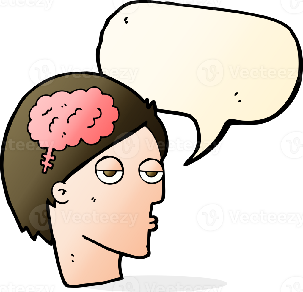 cartoon head with brain symbol with speech bubble png