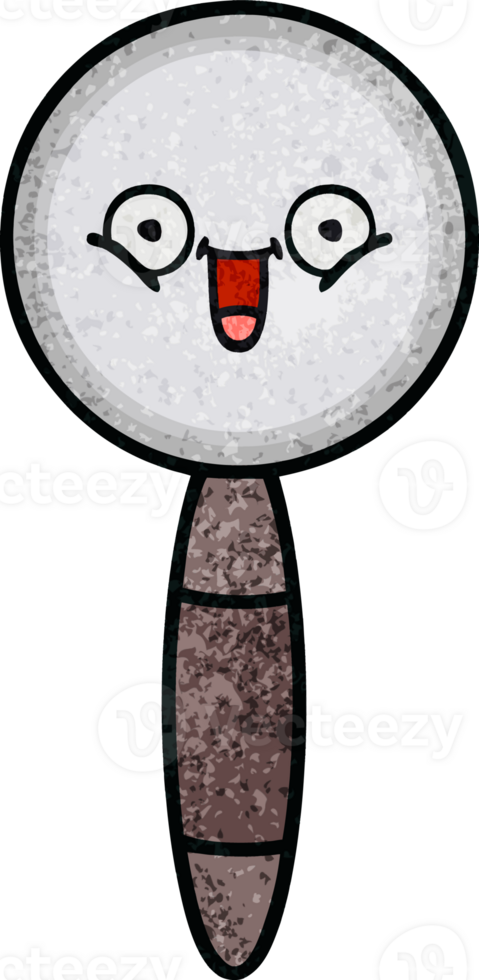 retro grunge texture cartoon magnifying glass png