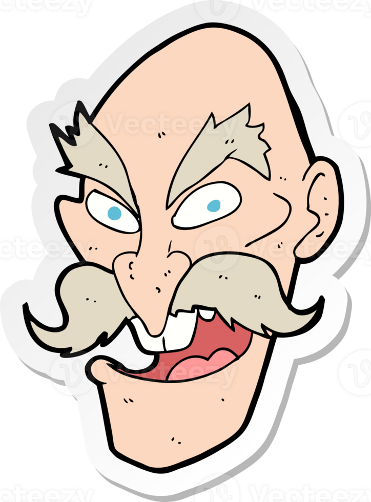 sticker of a cartoon evil old man face png