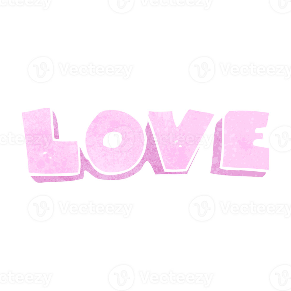 retro cartoon word love png