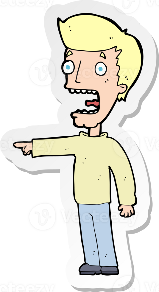 sticker of a cartoon terrified man png