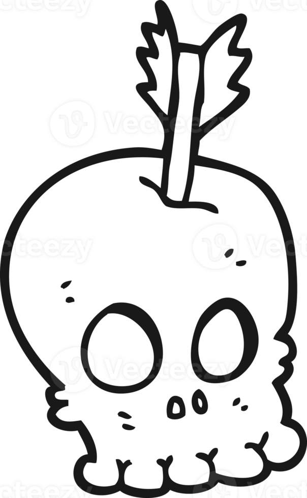 black and white cartoon skull with arrow png