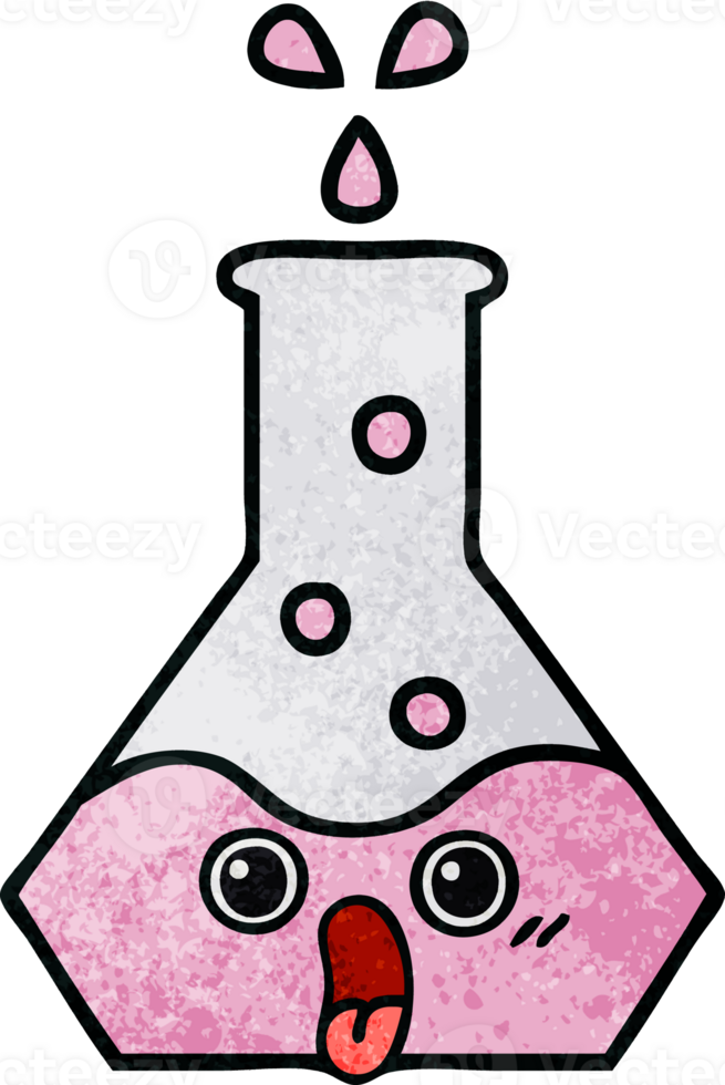 retro grunge texture cartoon science beaker png