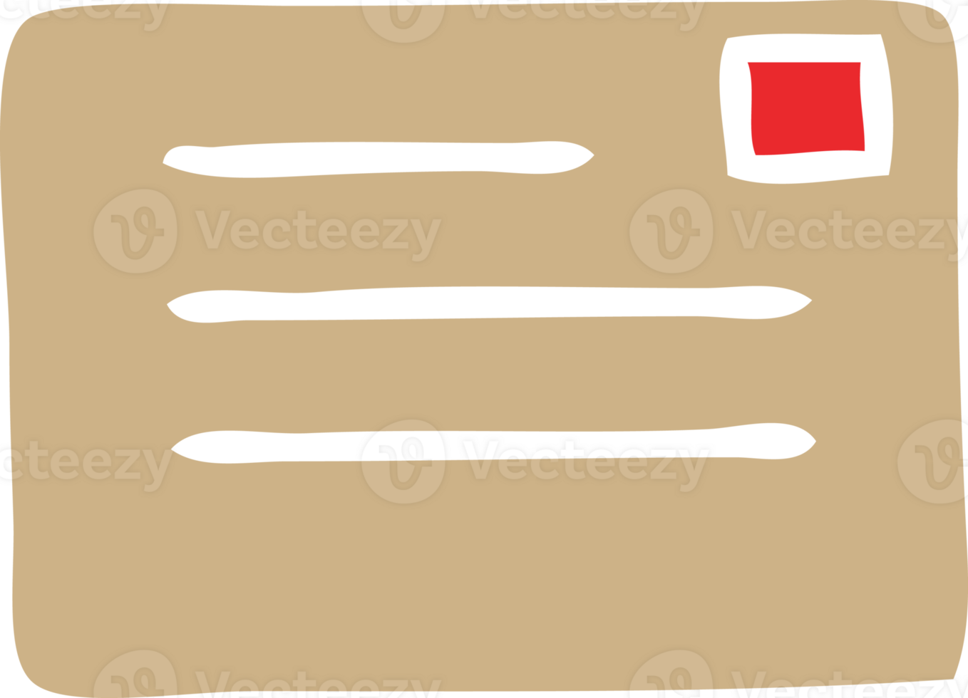 flat color retro cartoon paper envelope png