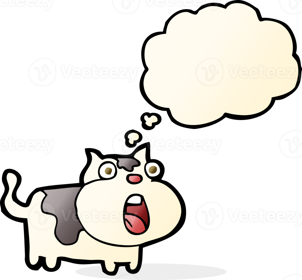 cartoon shocked cat with thought bubble png