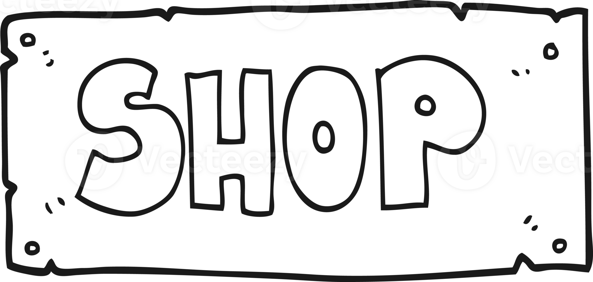 black and white cartoon shop sign png