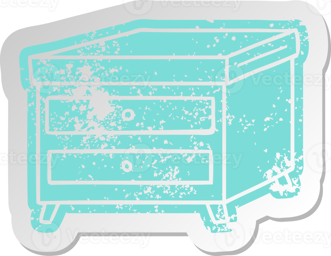 distressed old sticker of a bedside table png