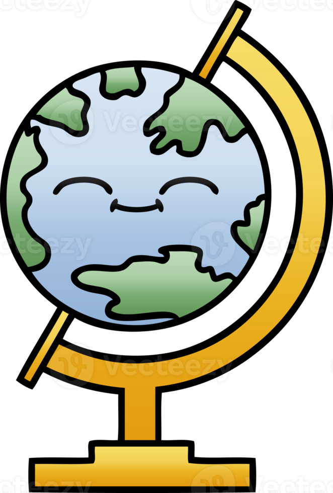Farbverlauf schattierte Cartoon-Globus der Welt png