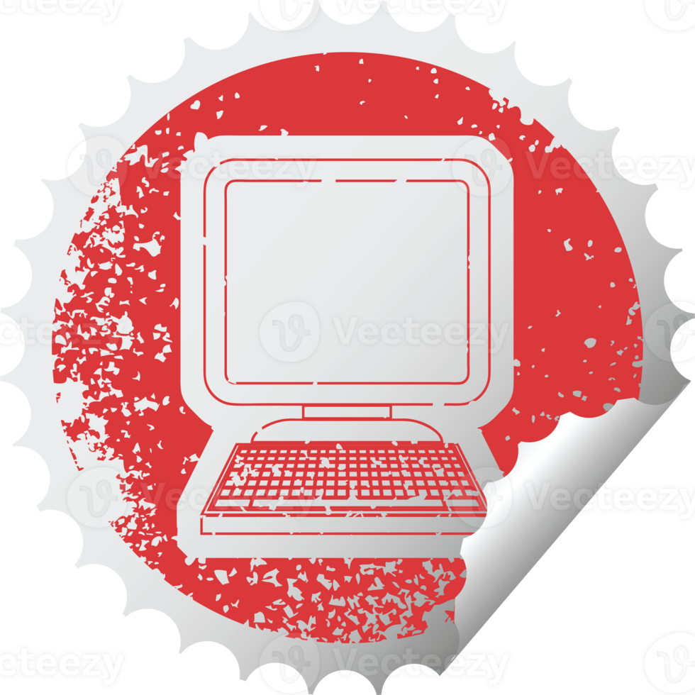 Computer distressed sticker png