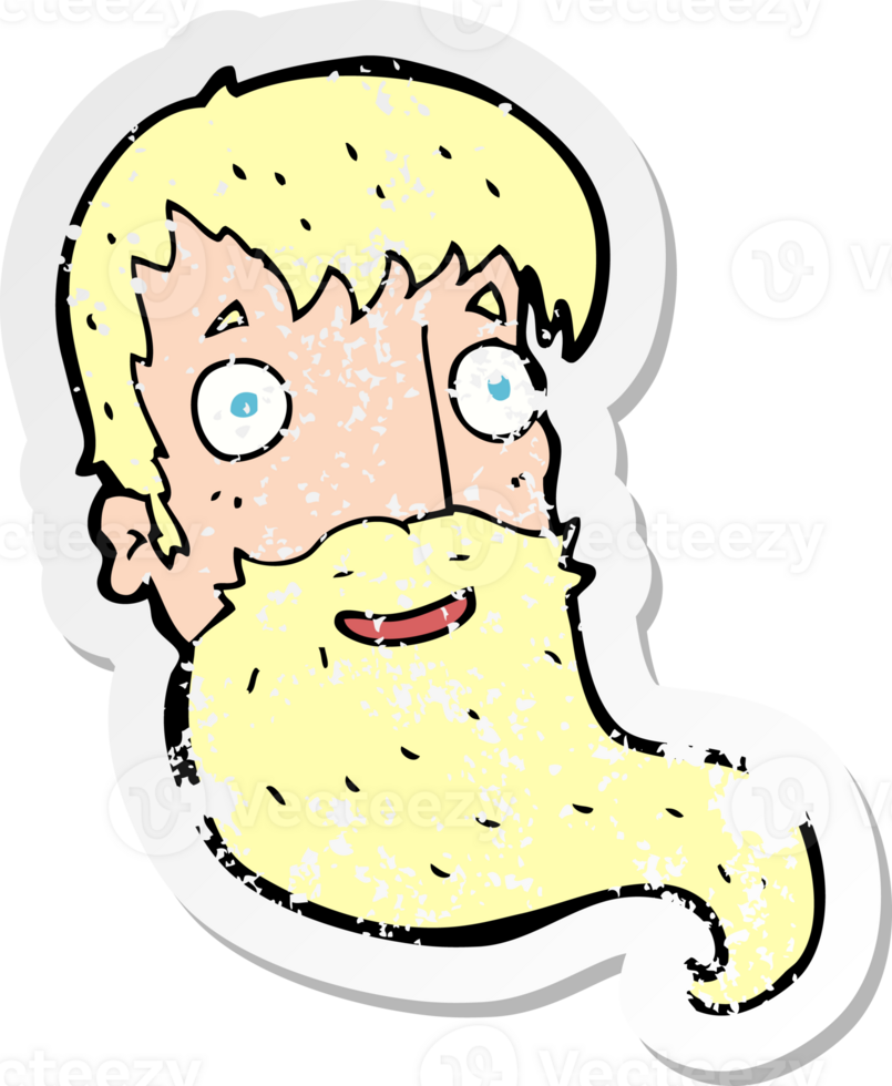 retro distressed sticker of a cartoon bearded man png