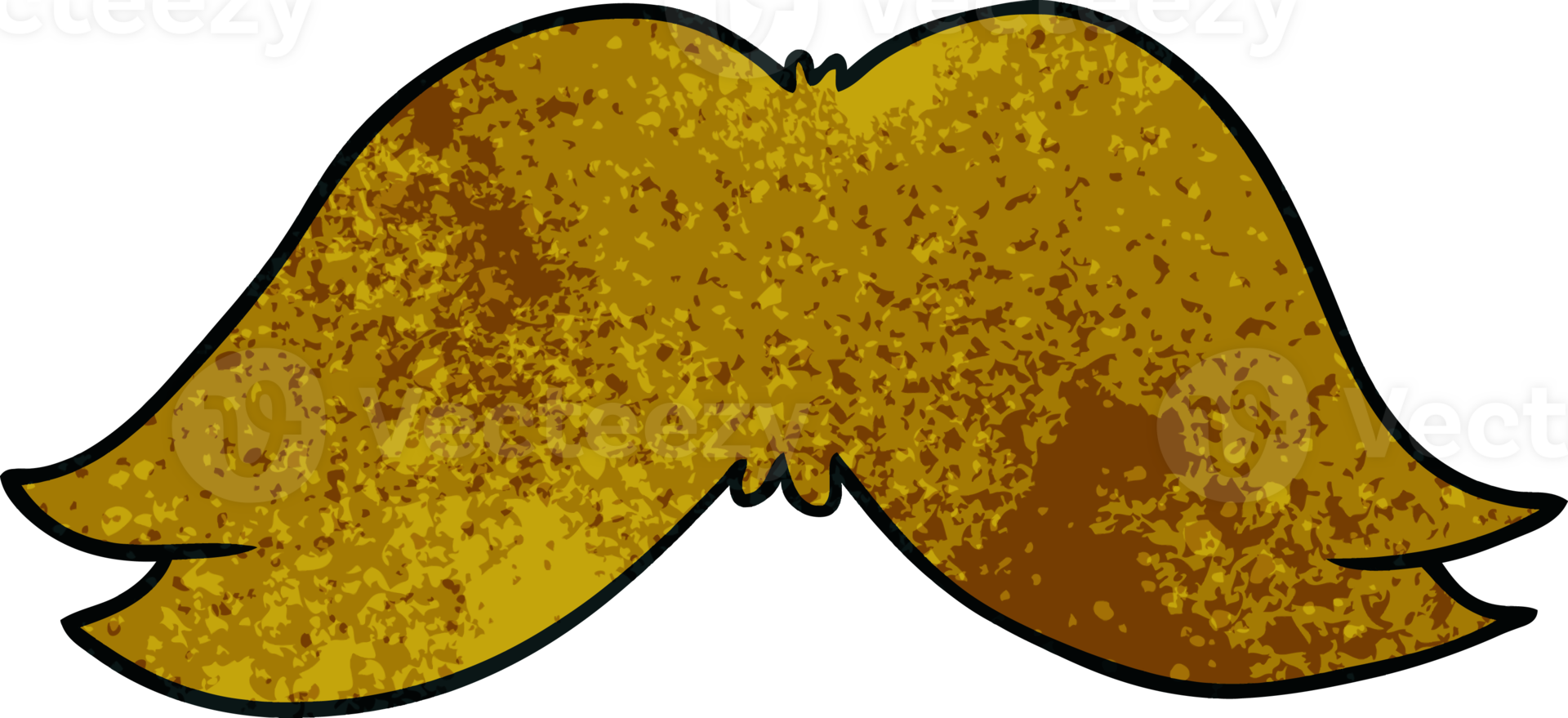 textured cartoon doodle of a mans moustache png