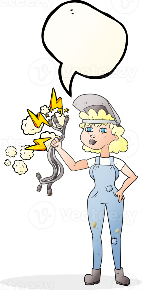 speech bubble cartoon electrician woman png