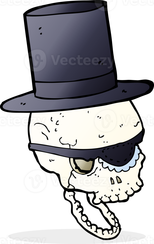 cartoon skull in top hat png