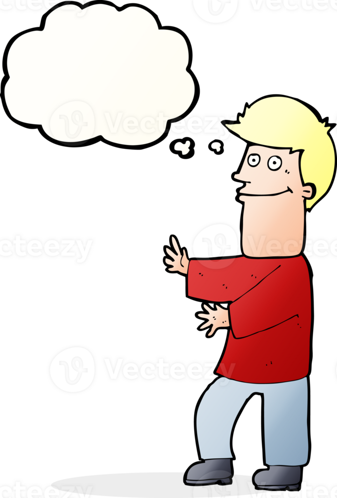 cartoon man gesturing with thought bubble png