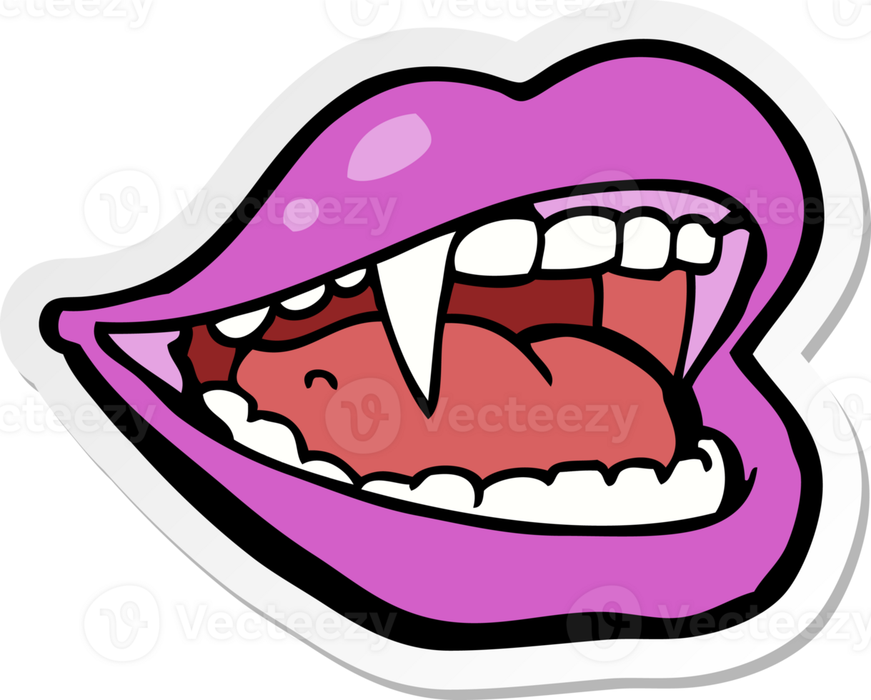 pegatina de una boca de vampiro de dibujos animados png