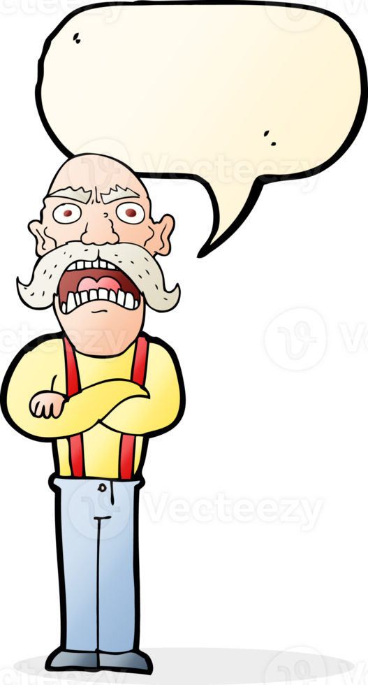 cartoon shocked old man with speech bubble png