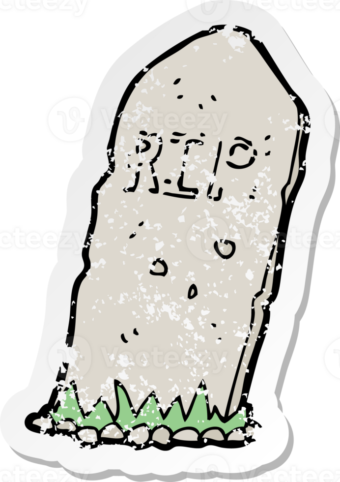 retro distressed sticker of a cartoon spooky grave png