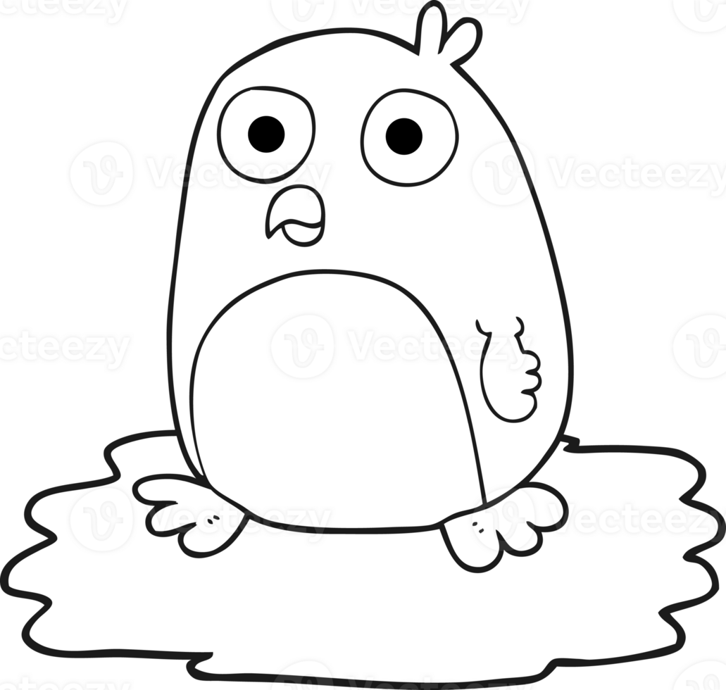 black and white cartoon penguin on ice png