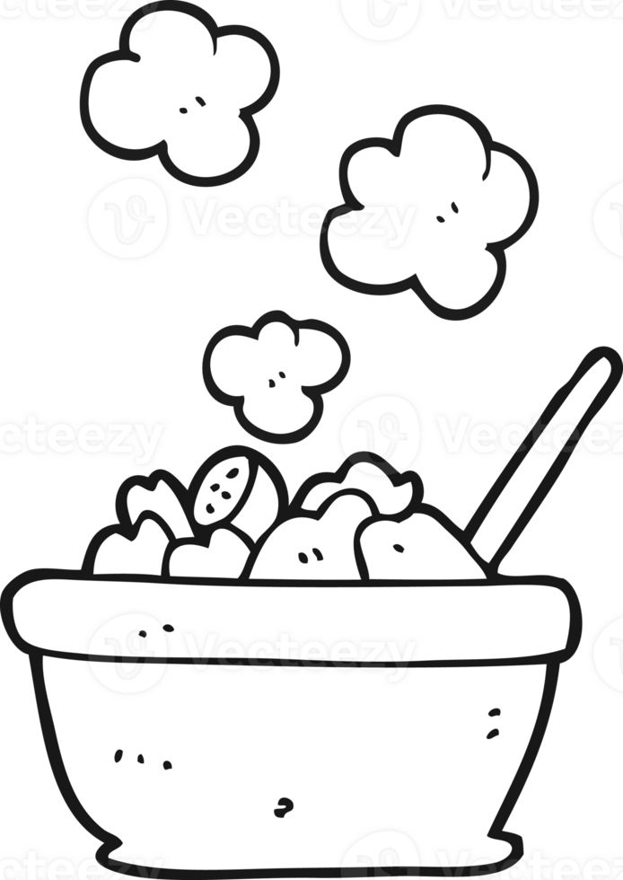 black and white cartoon salad png