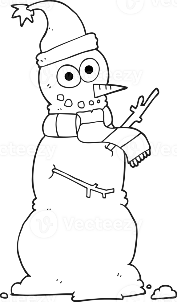 black and white cartoon snowman png