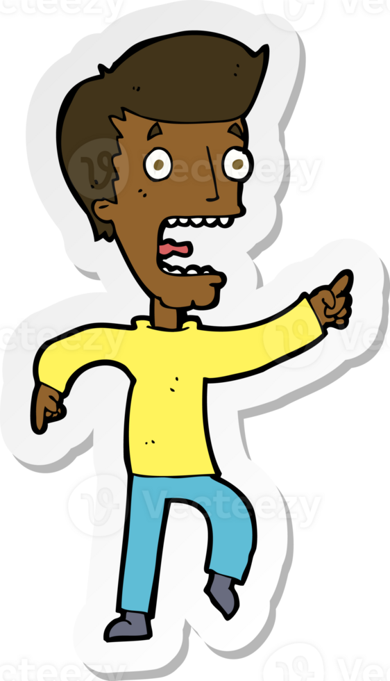 sticker of a cartoon terrified man png
