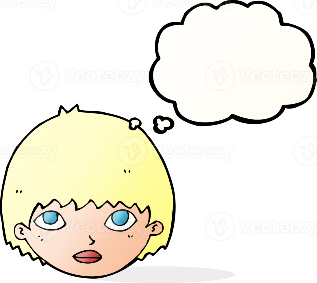 cartoon girl staring with thought bubble png