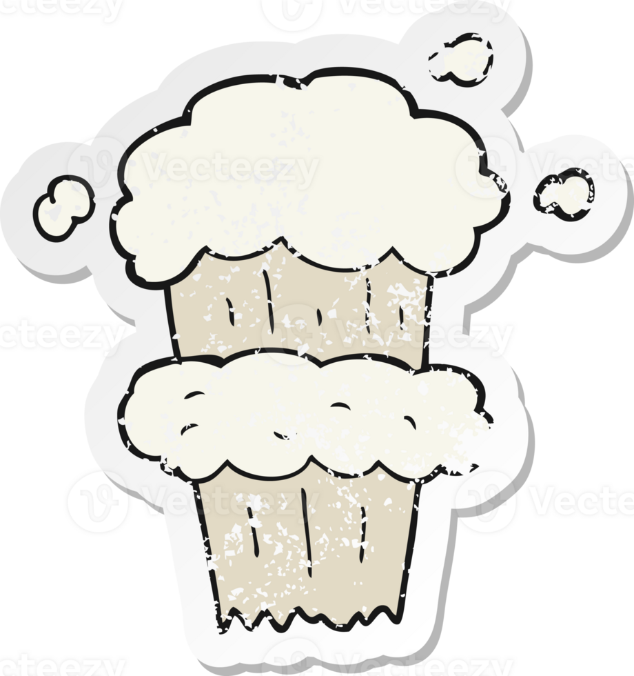retro distressed sticker of a cartoon smoke explosion png