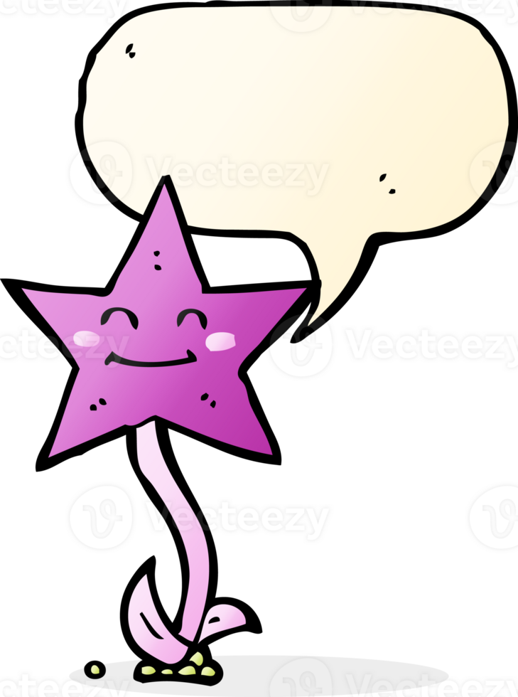 cartoon star flower with speech bubble png