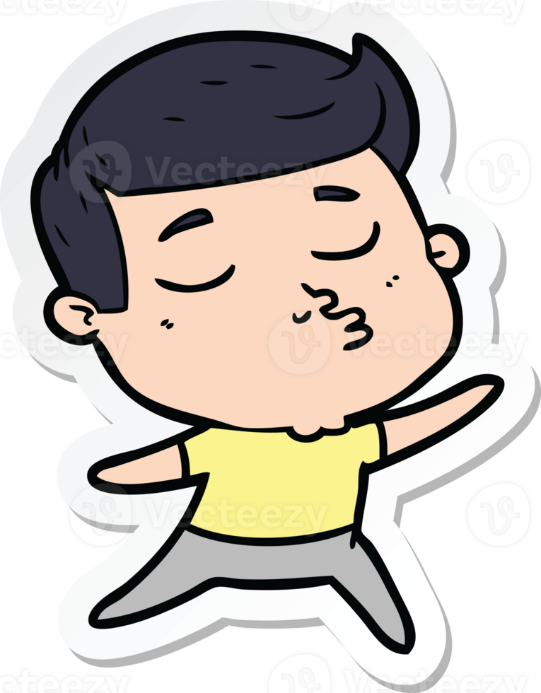 sticker of a cartoon model guy pouting png