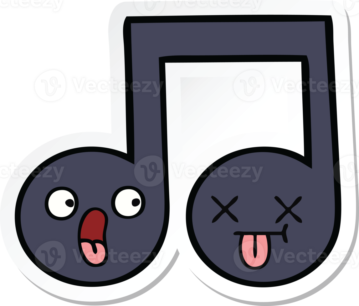 sticker of a cute cartoon musical note png