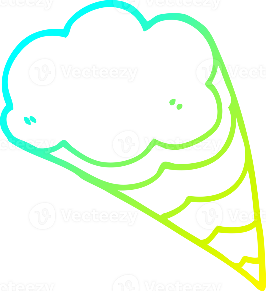 cold gradient line drawing of a cartoon decorative cloud element png