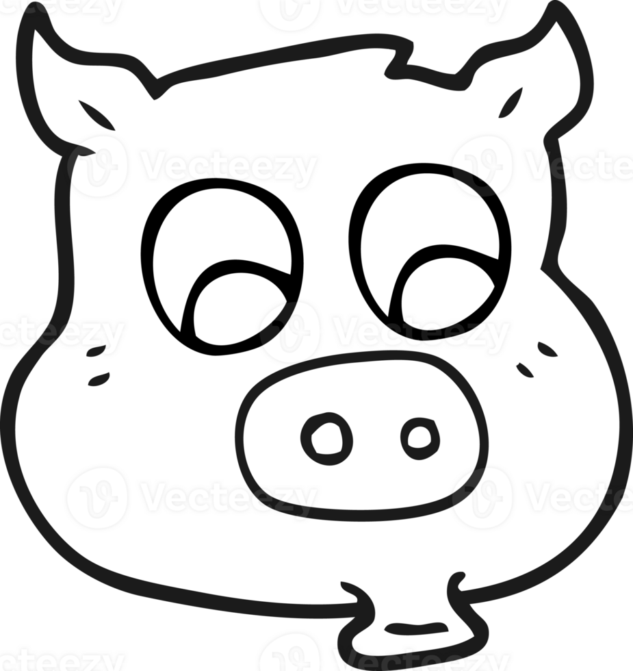 black and white cartoon pig png