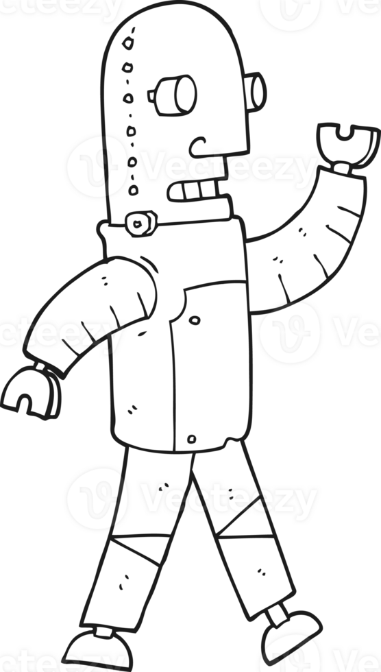 black and white cartoon robot png
