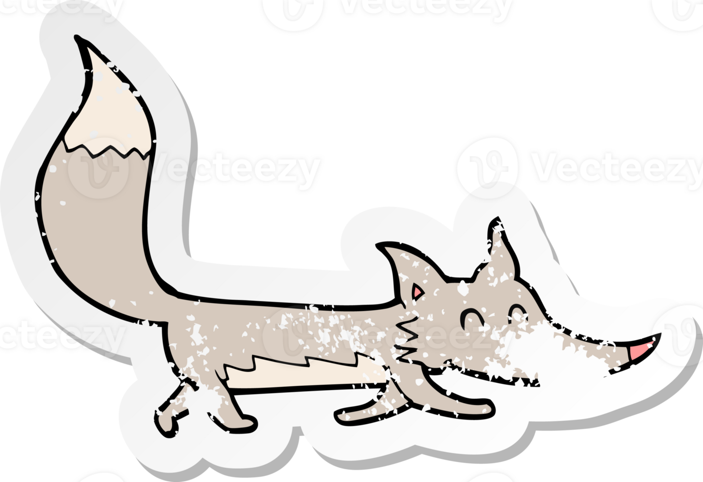 retro distressed sticker of a cartoon little wolf png