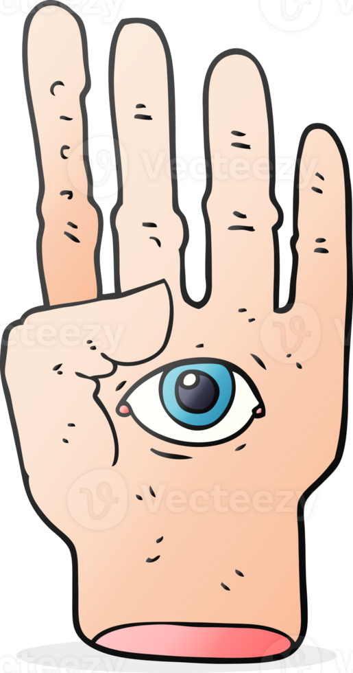 cartoon spooky hand with eyeball png