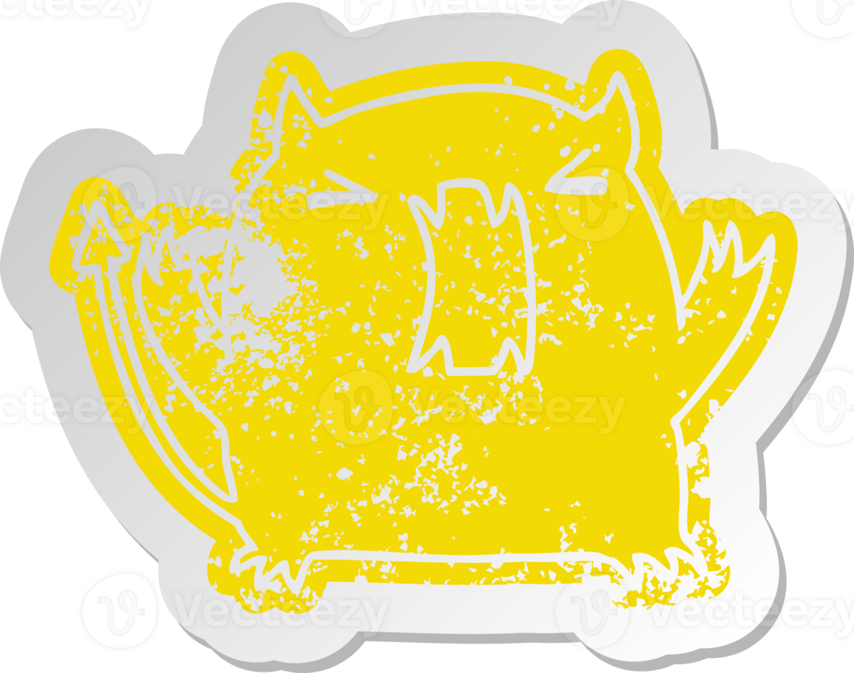 distressed old sticker of a cute kawaii devil png