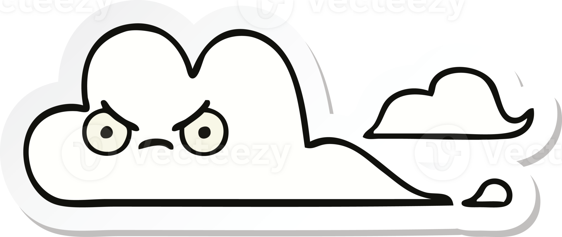 sticker of a cute cartoon white cloud png