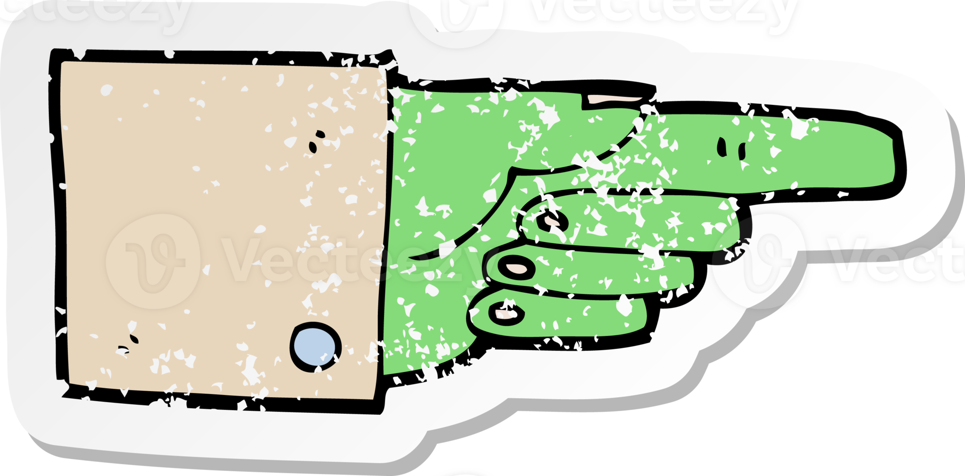 retro distressed sticker of a cartoon pointing zombie hand png