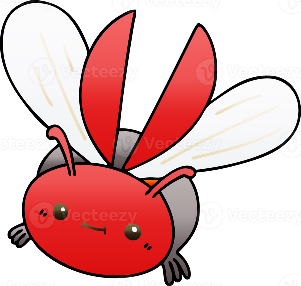 quirky gradient shaded cartoon flying beetle png