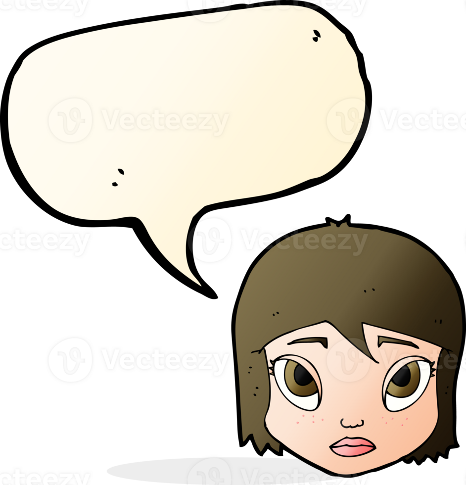 cartoon female face with speech bubble png