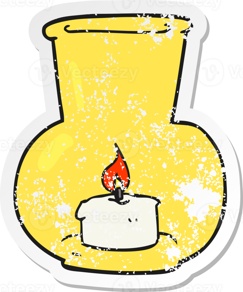 retro distressed sticker of a cartoon old glass lantern with candle png