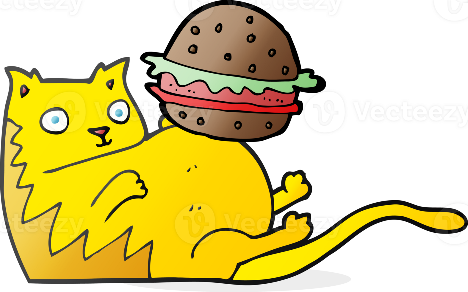 tekenfilm dik kat met hamburger png