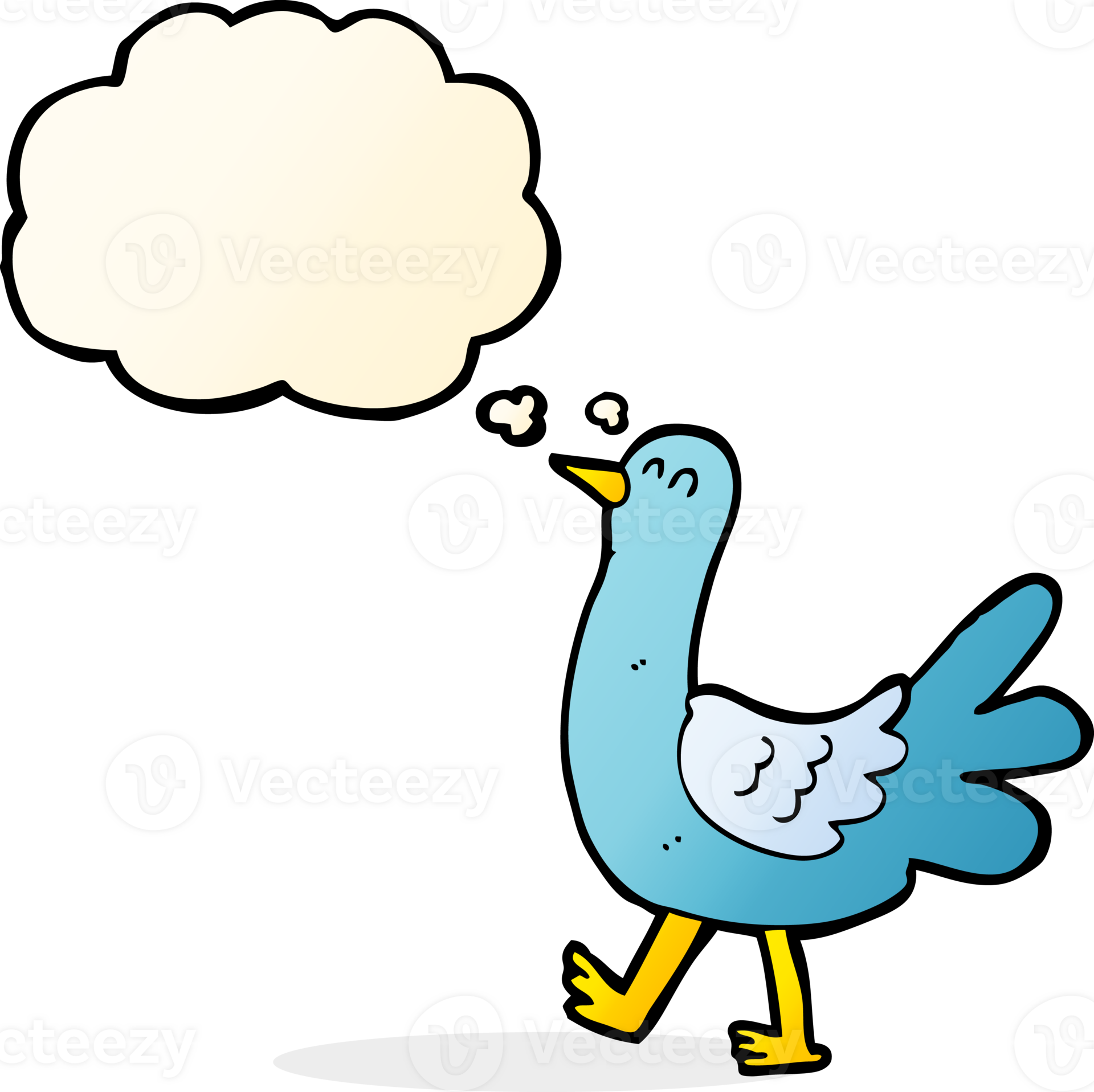cartoon walking bird with thought bubble 44290892 PNG