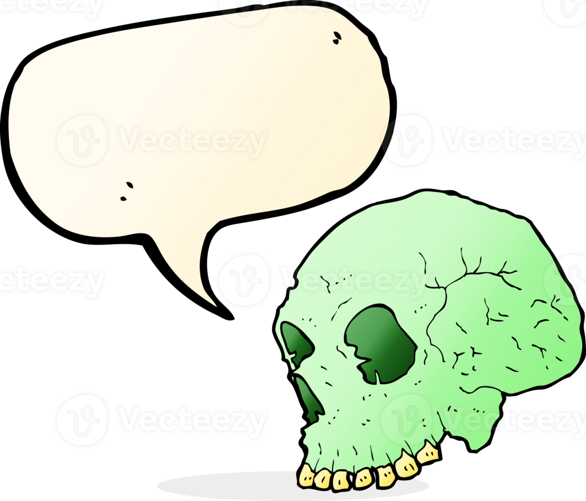 cartoon spooky skull with speech bubble png